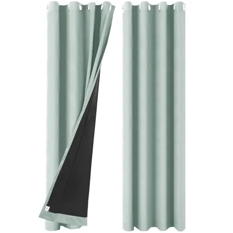 PiccoCasa- 100% Blackout Waterproof Grommet Curtains with Black Liner, 2 Panels Set 52 x 84 Inch