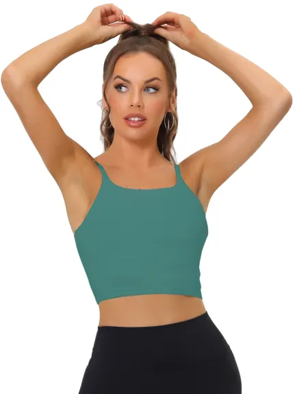 Allegra K- Longline Fitness Wirefree Padded Sports Bra Tank