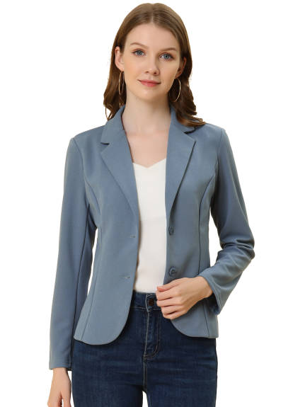 Allegra K- Lapel Collar Stretchy Jacket Suit Blazer