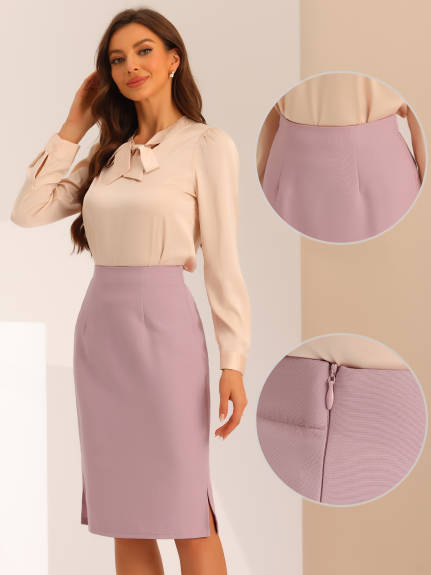 Allegra K- Knee Length High Waist Pencil Skirt