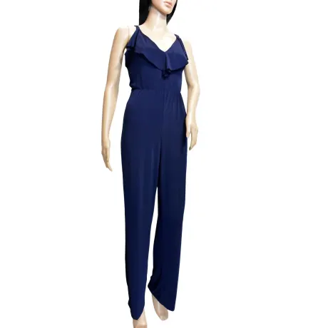 bebe Women Ruffle Trim V-Neck Sleeveless Jumpsuit (combinaison sans manches)