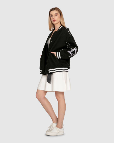 Hold Me Close Letterman Bomber - Black