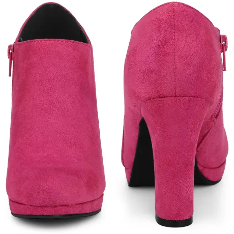 Allegra K - Round Toe Platform Zip-up Ankle Booties