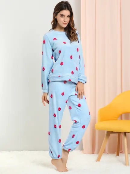 Allegra K- Flannel Pajama Set Long Sleeve Loungewear