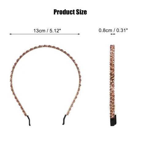 Unique Bargains- 2 Rows Rhinestone Hairband Headband