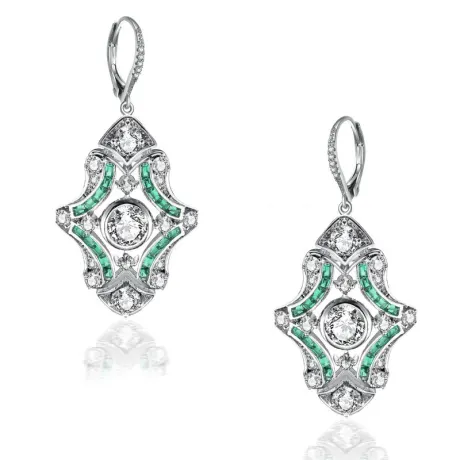 Genevive Boucles d'oreilles à levier en argent sterling plaqué or blanc avec oxyde de zirconium coloré