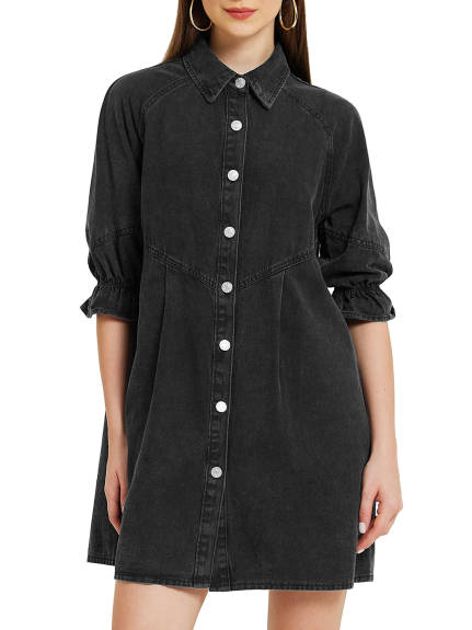 INSPIRE CHIC - Babydoll Mini Jean Shirt Dresses