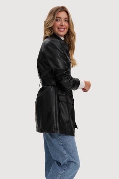 Noize - Jutta Mid Length Vegan Leather Coat