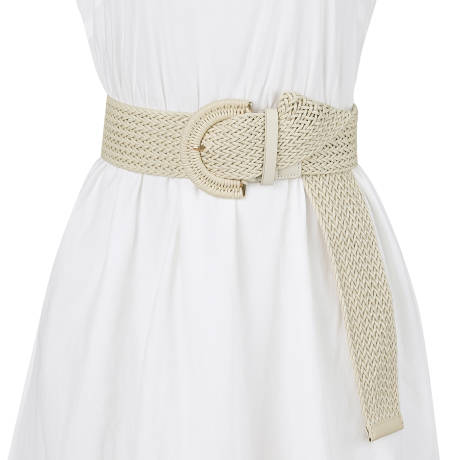 Allegra K- Wide Woven Braided Chunky Buckle Belt