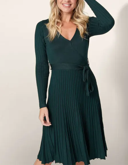 Annick - Adelina Dress Knit Pleated Skirt Crossover Top