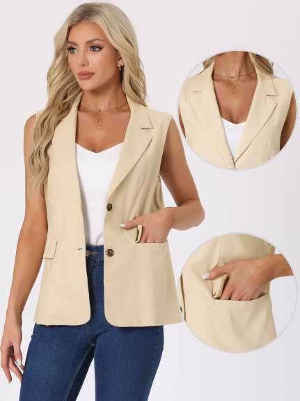 Allegra K- Office Sleeveless Blazer Suit Vest