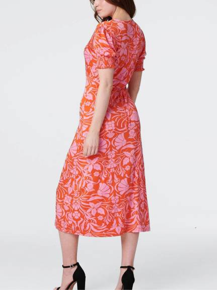 Paula Robe Moulante Imprimé Floral Orange