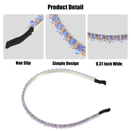 Unique Bargains- 2 Rows Rhinestone Hairband Headband