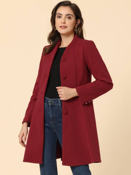 Allegra K- Single Breasted A-Line Swing Coat