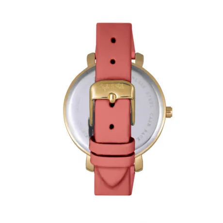 Sophie and Freda - Key West Leather-Band Watch w/Swarovski Crystals - Gold/Dark Pink