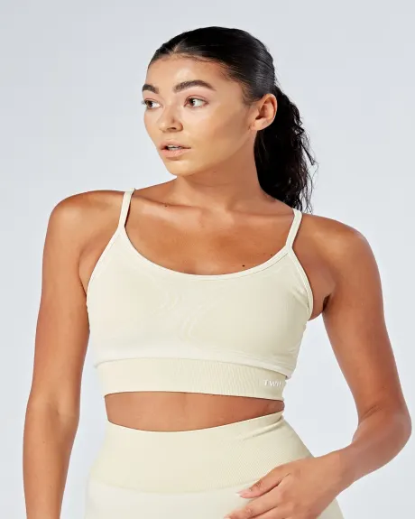 Twill Active - Recycled Colour Block Body Fit Seamless Sports Bra - Stone