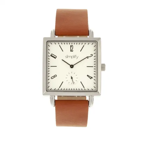 Simplify - The 5000 Leather-Band Watch - Brown/White