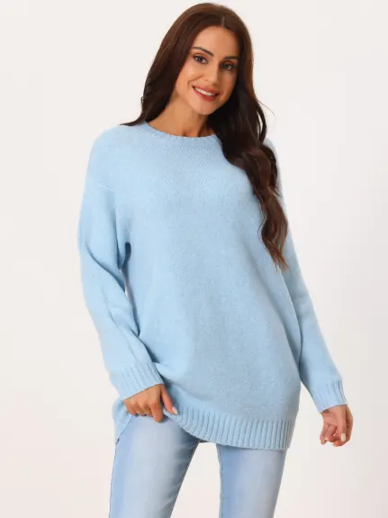 Allegra K- Pull col rond avec poches