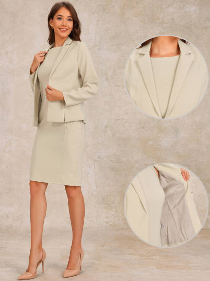 Allegra K - Wrok Sleeveless Dress and Blazer Suit Set