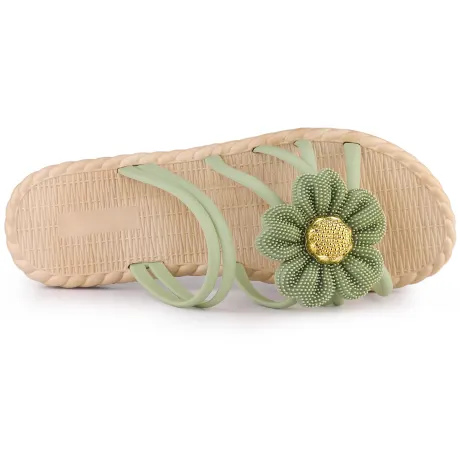 Allegra K - Gold Sunflower Decor Espadrille Flat Sandals