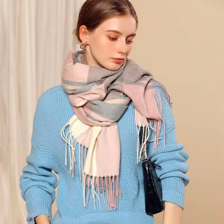 Plaid Fringe Scarf in Blush and Gray - Don't AsK