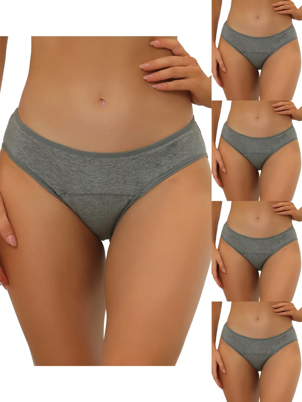 Allegra K- Mid-Rise Hipster Period Underwear Pack, Gray