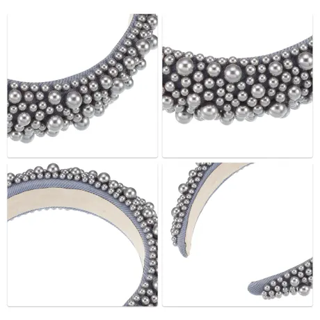 Unique Bargains - Faux Pearls Wide Padded Headband