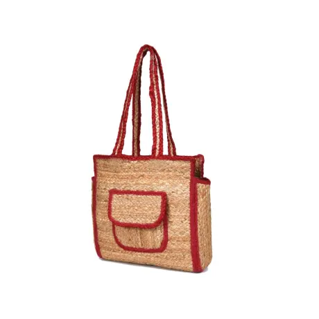 Aaron Leather Goods-Urban Eco Jute Tote Bags - Red