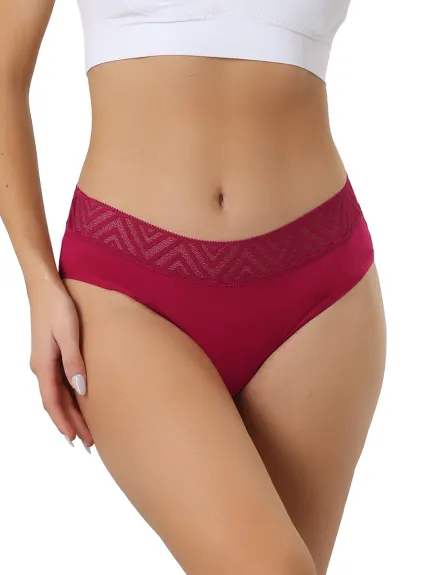 Allegra K- Culotte taille moyenne en dentelle de coton pour femme