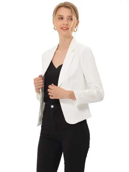 Allegra K- Open Front Casual Crop Suit Blazer Jacket