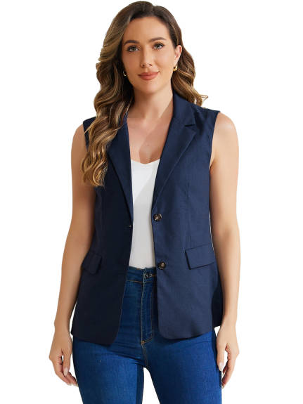 Allegra K- Office Sleeveless Blazer Suit Vest