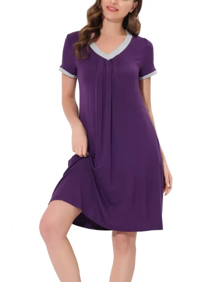 cheibear - Summer V-Neck with Pockets Lounge Nightgown