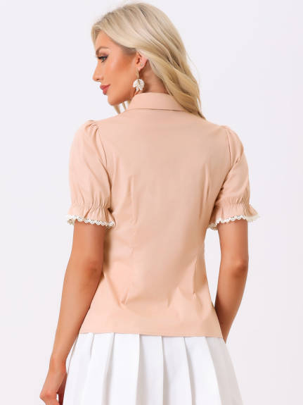 Allegra K- Peter Pan Collar Button Down Shirt