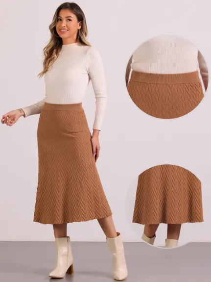 Allegra K - High Waist A-Line Stretchy Knit Skirt