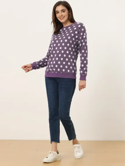 Allegra K- Knitted Pullover Top Polka Dots Sweater