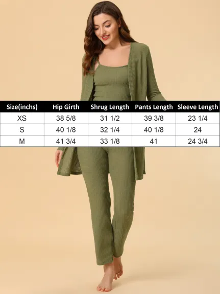 cheibear - 3pcs Pjs Cami Top with Pants Knit Lounge Set