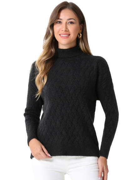 Allegra K - High Neck Ribbed Pullover Sweater