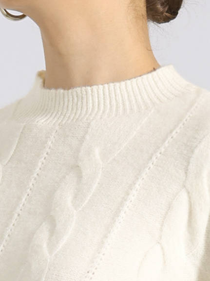 Allegra K - Long Sleeve Cable Knit Crewneck Sweater