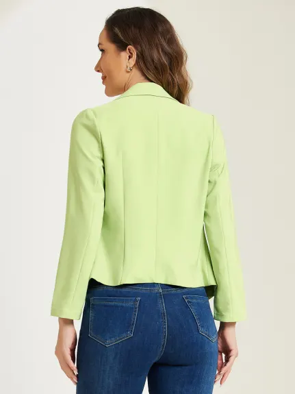 Allegra K- Open Front Casual Crop Suit Blazer Jacket