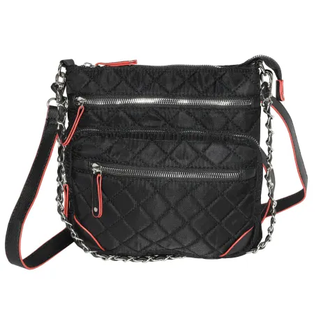 Nicci Nylon Crossbody Bag with PU Trim