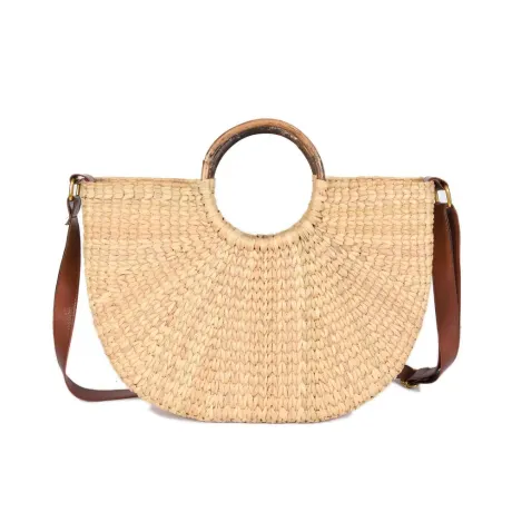 Aaron Leather Goods- Nature Nest Shopper Handwoven Embroidered Handbag