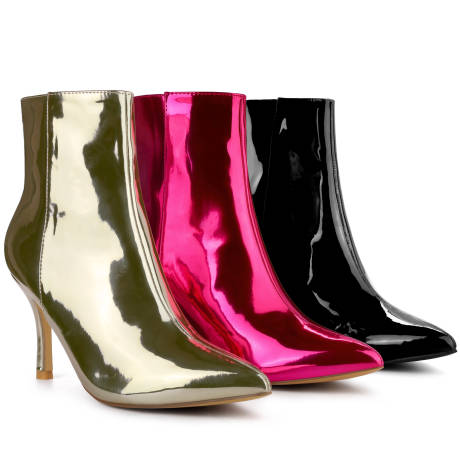 Allegra K- Pointy Toe Stiletto Heel Patent Ankle Boots