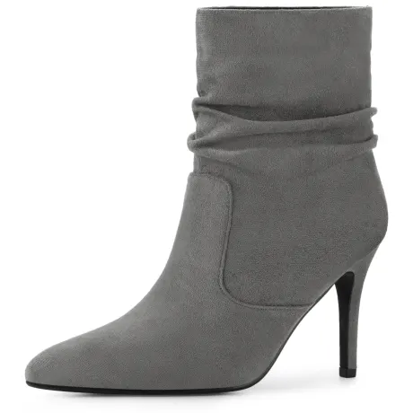 Allegra K - Slouch Pointed Toe Ankle Sock Boots