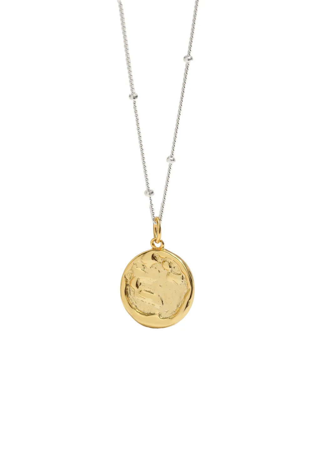 Classicharms-Sterling Silver Molten Coin Pendant Necklace