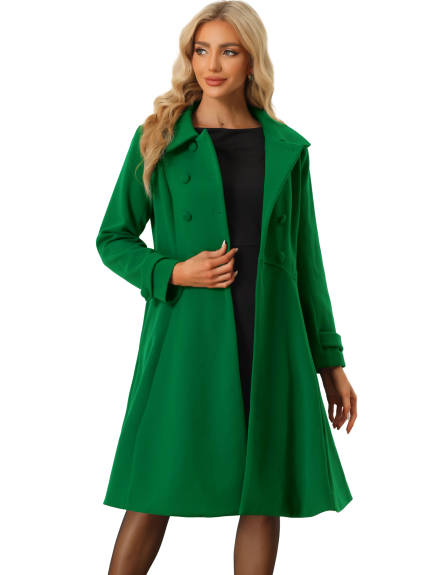 Allegra K - Elegant Lapel Collar Swing Overcoat