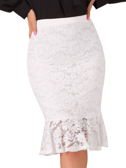 Allegra K - Elegant Fishtail Lace Bodycon Skirt