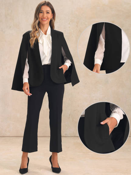 Allegra K - Cape Sleeve Open Front Blazer