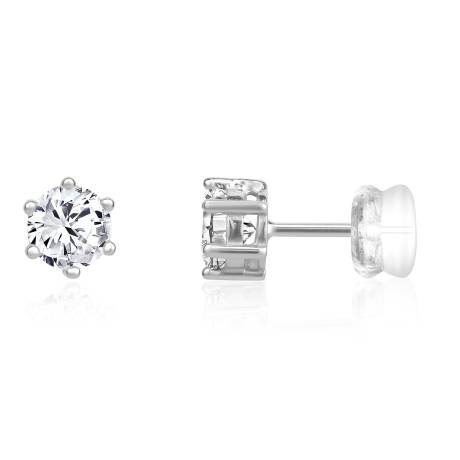 Club Rochelier Boucles d'Oreilles Tiges Géométriques 5mm Zircon Cubique 5A