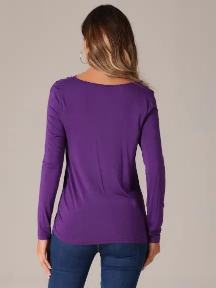 Allegra K - Long Sleeve Cowl Neck Sweatshirt Top