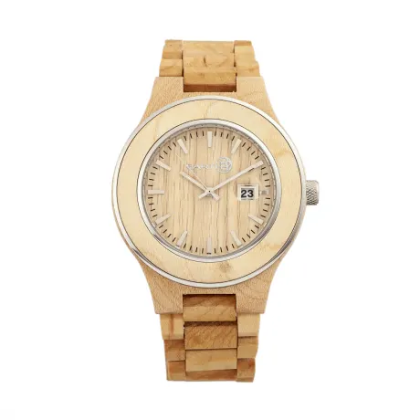 Earth Wood - Montre-bracelet Cherokee avec date agrandie - Kaki/Tan